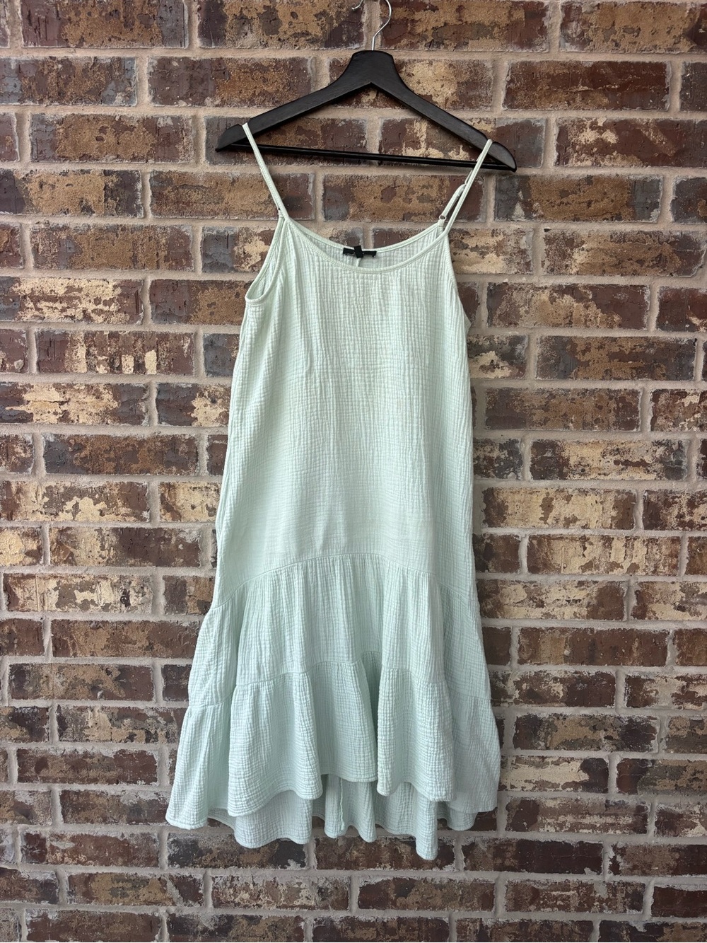 Anthropologie Drew Mint Green Gauze Tiered Ruffle Midi Dress Size S